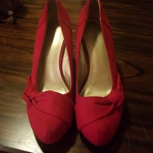 Red suede heels